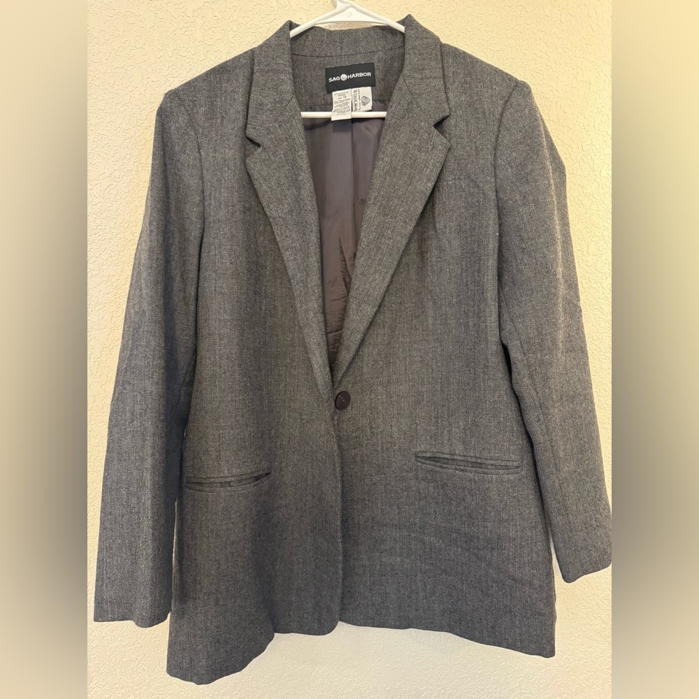 Sag Harbor wool Blazer gray sz 14